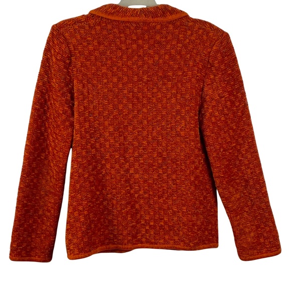 Vintage Mondi Rust Orange Textured Plush Cardigan Shawl Collar Size 36 - Picture 2 of 13